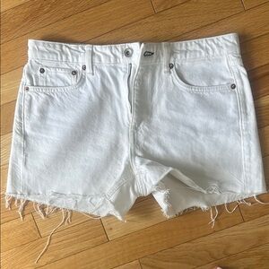 rag & bone White Frayed Hem Jean Shorts